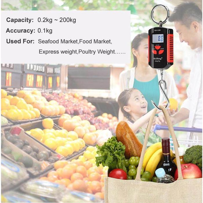 Mini Portable Timbangan Gantung Digital Tugas Berat Skala 200Kg/100G Industri Timbangan Gantung Timb