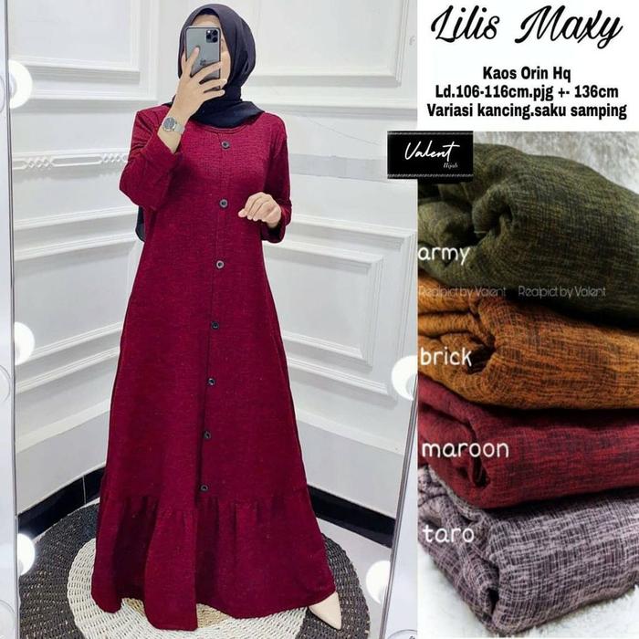 MUMU- LILIS MAXY Gamis Wanita Muslim Jumbo ld 120 Bahan Kaos  by MUMUFASHION SOLO