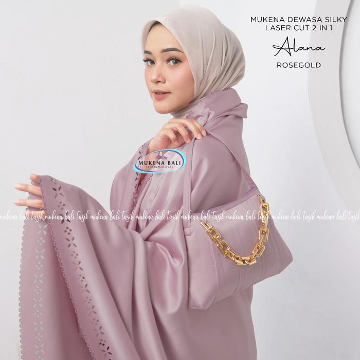 MUKENA BALI TASIK - MUKENA SILKY LASER CUT 2 IN 1 POLOS ALANA