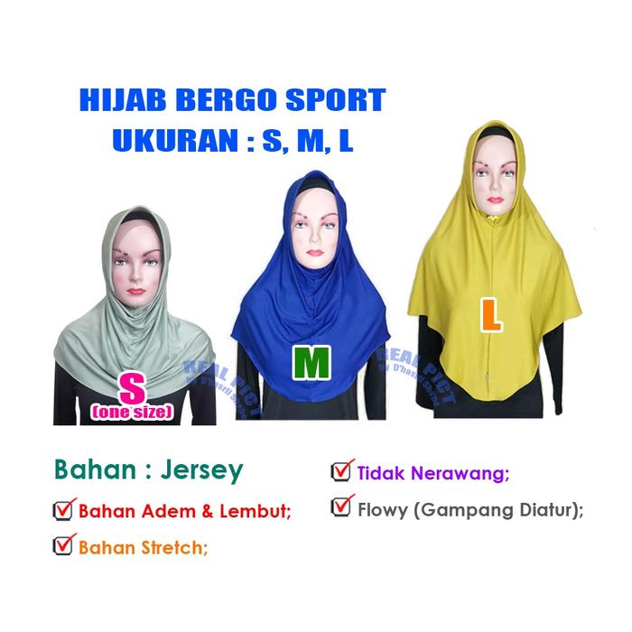 Terbaru Hijab Bergo Sport Jersey Premium Jilbab Instan Sporty Menutup Dada Kerudung Hamidah Shamira 