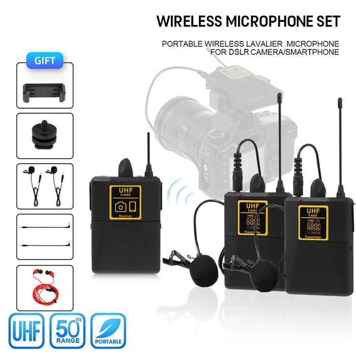Professional UHF Wireless Lavalier Microphone with Audio Monitor