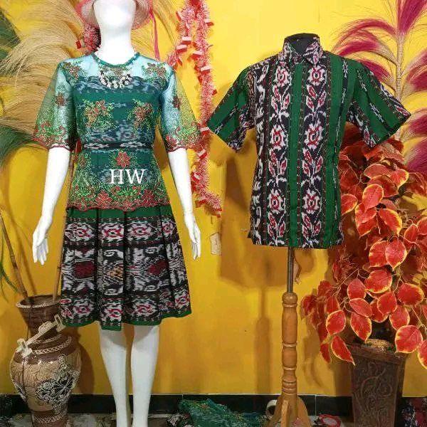 DRES TENUN BROKAT HIJAU Baju Wanita