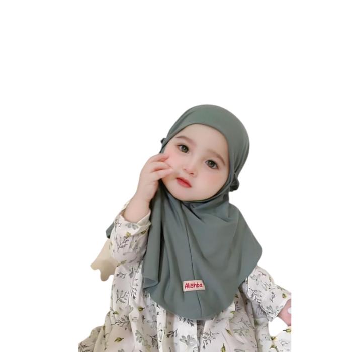 Jilbab Bergo Anak Tali kerut usia 1 -5 Tahun Jersey Premium / Hijab instan Anak