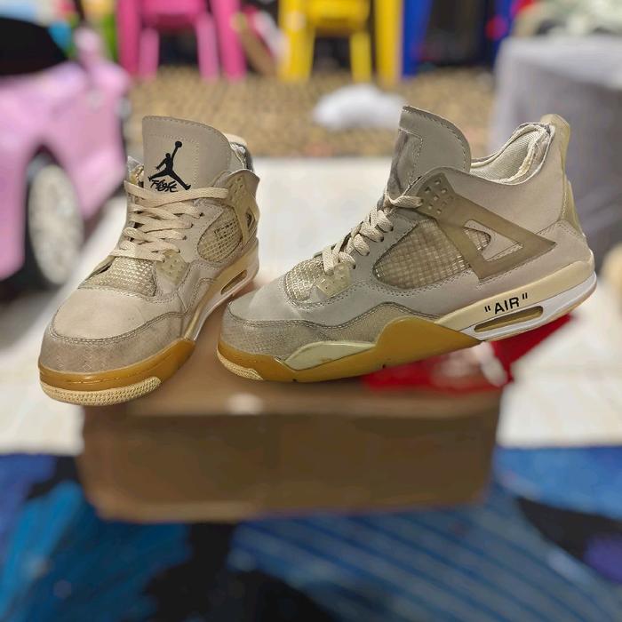 Sepatu Nike Air Jordan 4 Retro Off-White Sail Big Size 45 insole 29cm Ukuran Besar Jumbo casual kerj