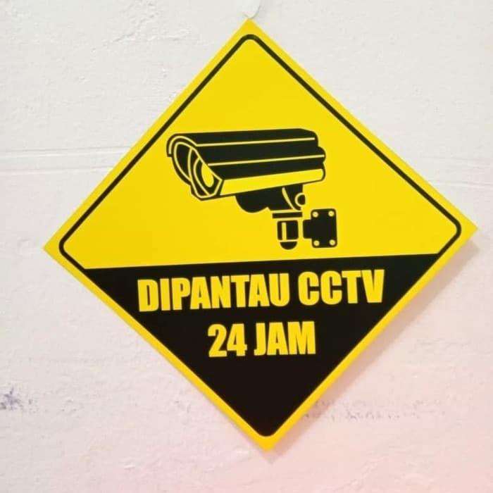 Sign Stiker Dipantau Cctv 24 Jam / Sticker Cctv - Kuning,