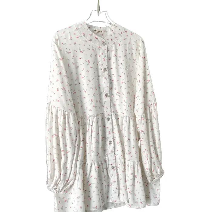 ZURA TUNIK MOTIF BUNGA / ATASAN WANITA FLOWER Muslim Katun Panjang Rayon Linen Remaja Casual Kancing