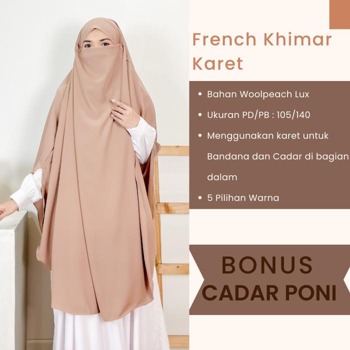 French Khimar Karet / Khimar Jumbo Karet Kain Woolpeach Lux