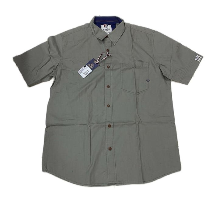 Kemeja Pria Dewasa Emba Original Polos Slimfit Lengan Pendek - Hitam, Distro, Katun, Formal, Linen, 