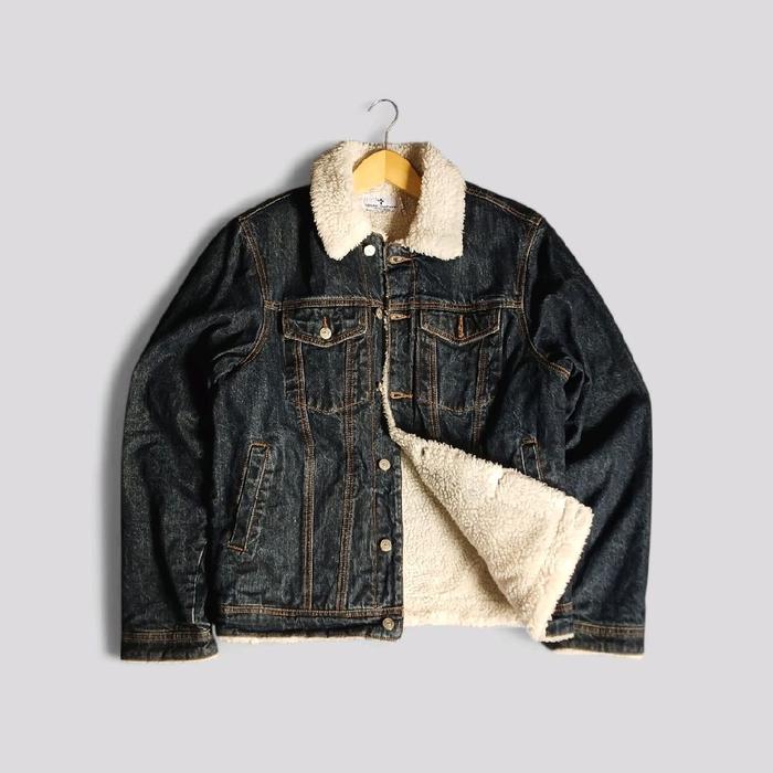 Jaket Trucker Jeans Sherpa SAINTPAIN Genuine Sainthood Rare | Thrift shop