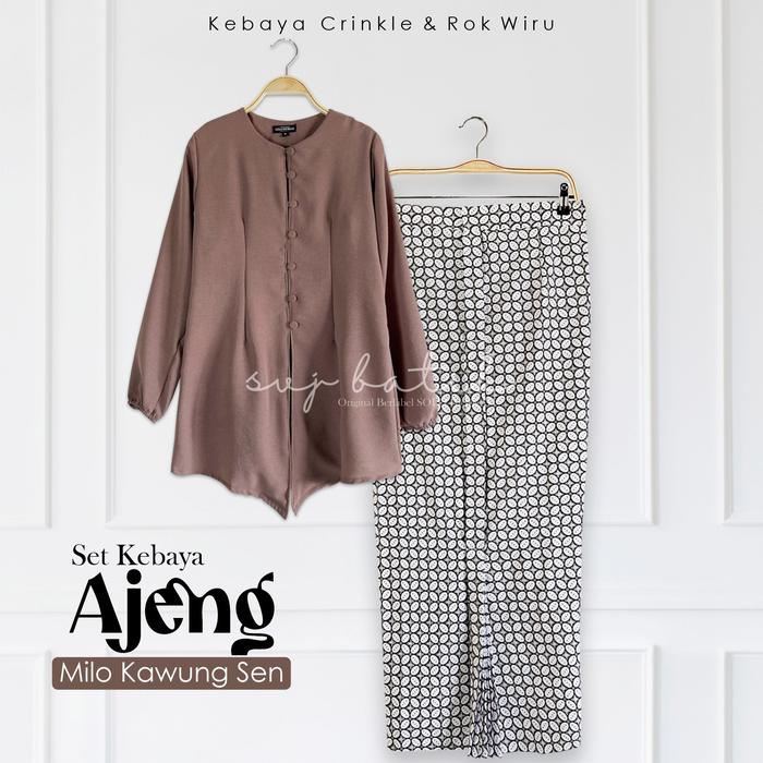 Setelan wanita batik rok span wiru instan kawung terbaru set atasan kebaya crinkle premium svj batik