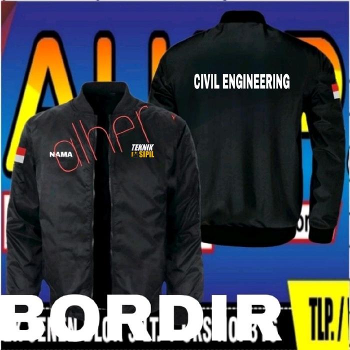 ready stok full bordir jaket teknik sipil jaket bomber Teknik sipil jaket bordir Teknik sipil jaket 