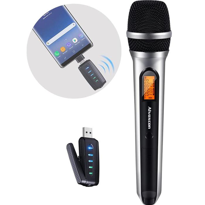 USB Wireless Microphone, Alvoxcon UHF Unidirectional Mic for