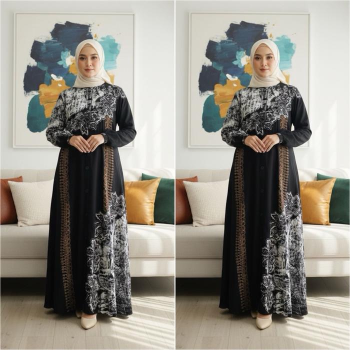 Gamis Rayon Semi Twill Ori Premium High Class Polka Dot