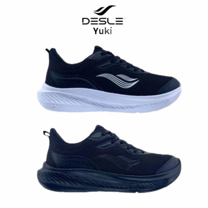 Desle Sepatu Sekolah Yuki Black Terbaru Original Shoes Sneakers Pria Wanita Bahan PU Anti Slip Size 