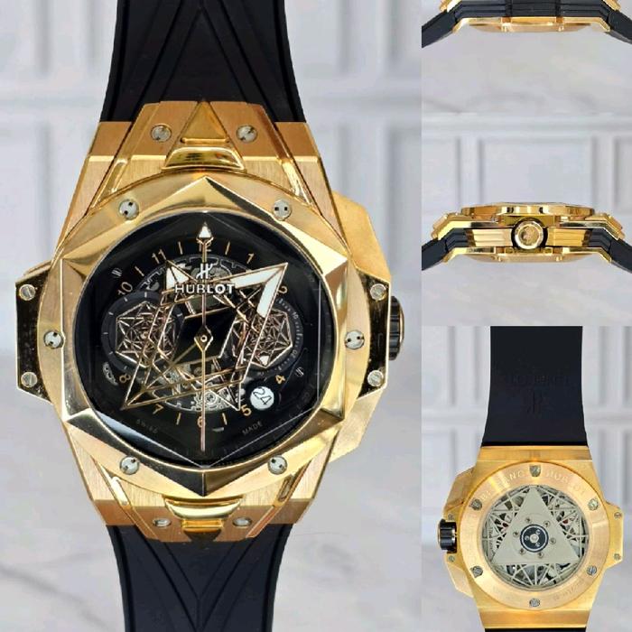 Jam Tangan lxno.1Hublot Sangbleu 2 Chronograph Stainles Rosegold Dm 43mm