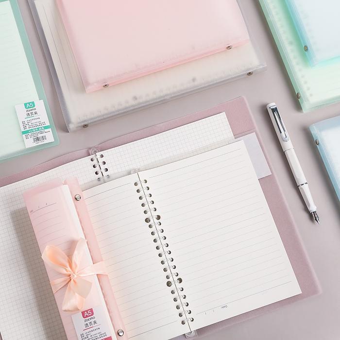 Buku Catatan A5 Ring Binder Minimalis, Isi Bisa Dilepas dan Ditambah, Garis Horizontal, Desain Tipis