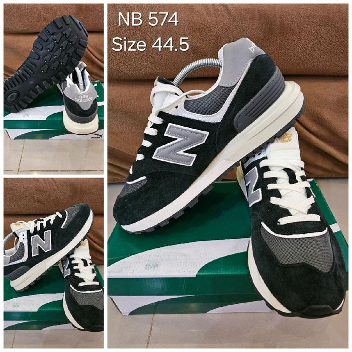 New Balance NB 574 Sepatu Sneaker Pria Hitam Putih Size 44.5 Kualitas Premium