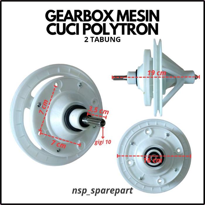 GEARBOX MESIN CUCI POLYTRON 2 TABUNG AS GERIGI 10 GEARBOX