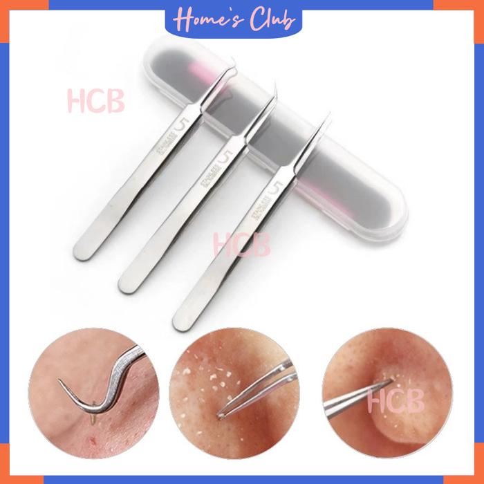HCB Pinset Jepit Stainless Steel / Alat Capit Untuk Menghilangkan Komedo / Alat Penghilang Komedo Hi