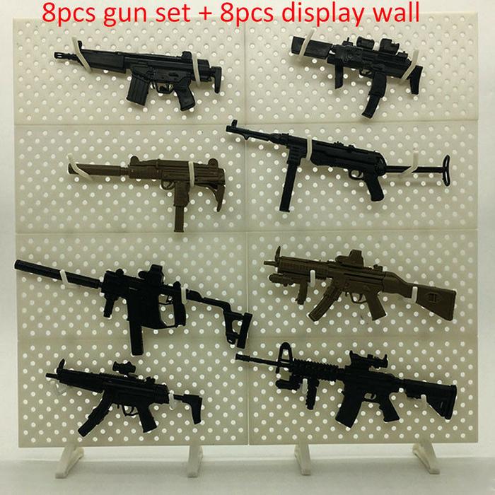 8Pcs 1/6 Toys Gun Model MP5 HK53 UZI MK18 KRISS VECTOR MP7 Puzzles