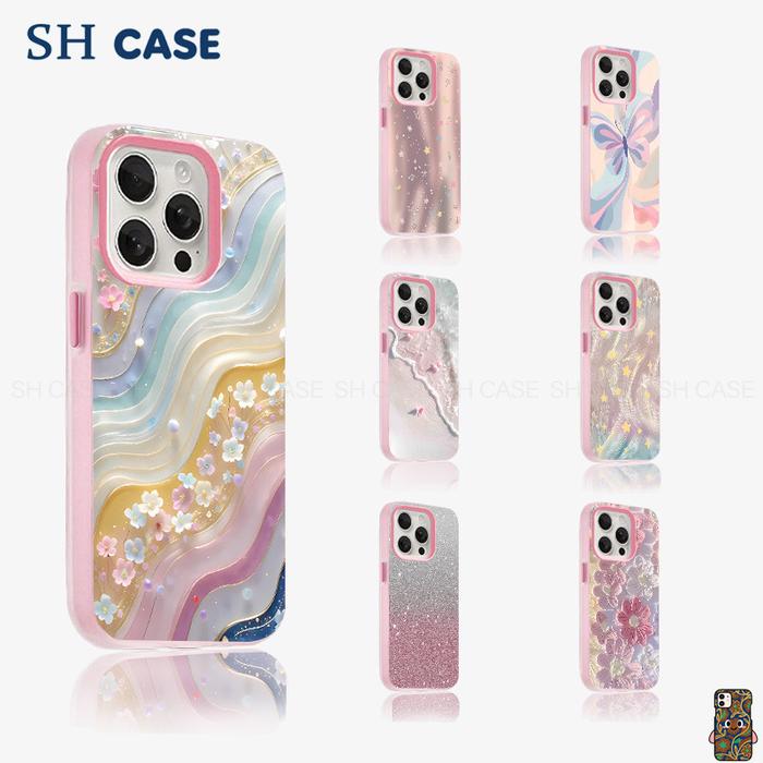 Jelly Color 2 In 1 Bunga Bintang Butterfly Dazzle Girl Cewek Pink Aesthetic Casing Hp Iphone 17 Pro