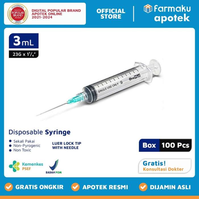 Onemed Syringe Spuit 3 cc Box 100 pcs - BIN