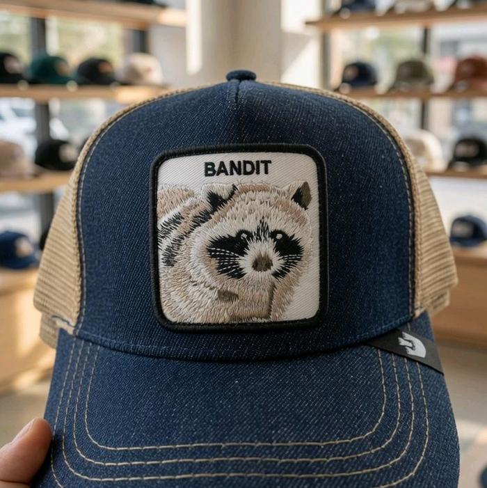 Goorin Bros Topi Bandit dengan Desain Raccoon dan Tulisan Bandit