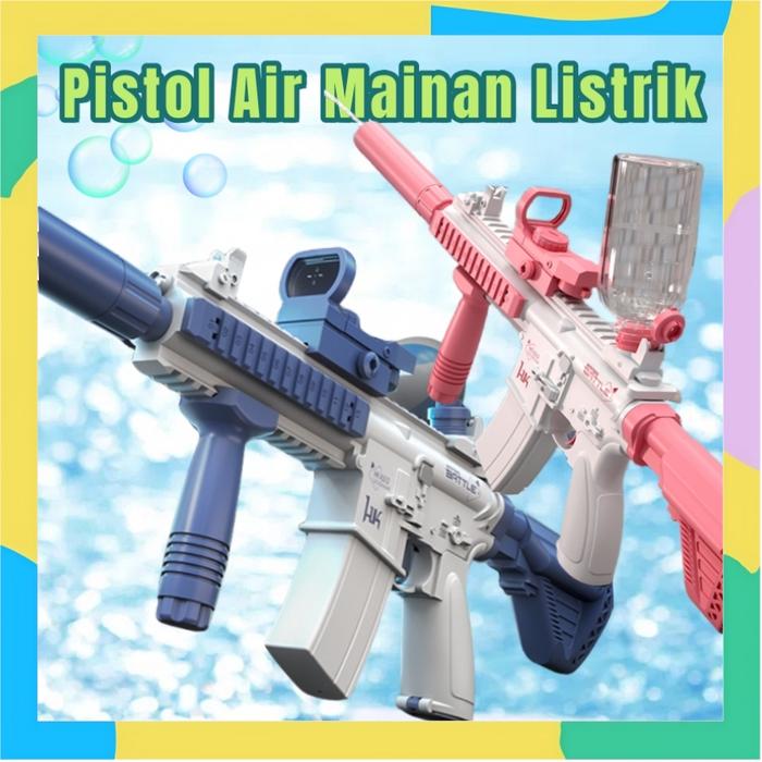 Mainan Air Meledak Otomatis Anak-anak M416 Mainan Pertarungan Air Pengisi Daya Blaster Elektrik Main