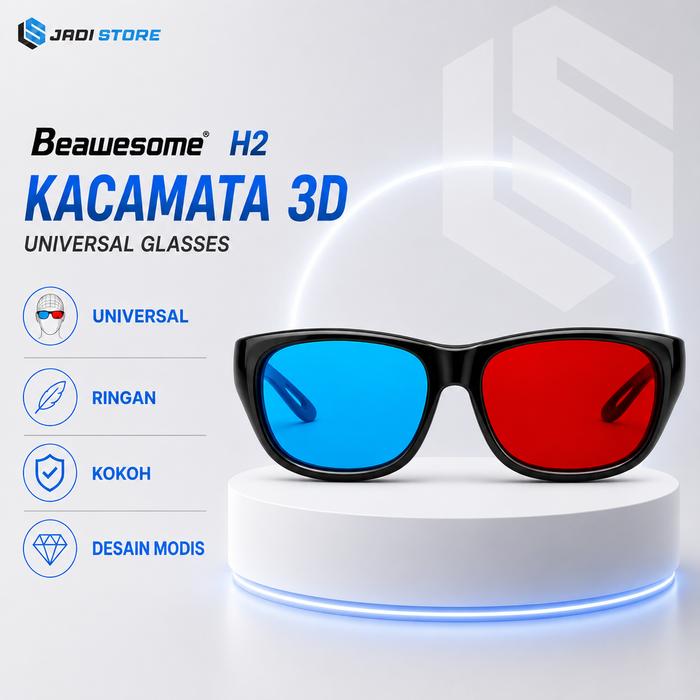 Beawesome H2 Kacamata 3D Universal Glasses Movie Cinematic Frame Plastik untuk Film 3 Dimensi Biosko
