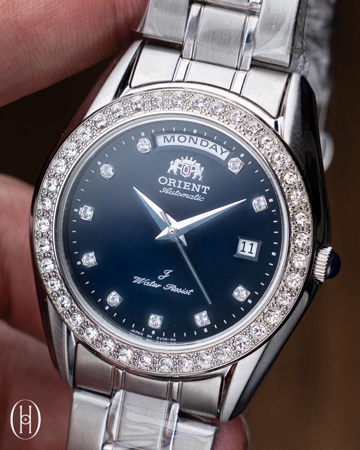 Jam tangan rare blue dial orient president automatic mint condition with box