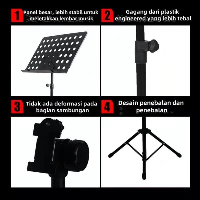 Stand Partitur Portabel Yang Dapat Diatur Ketinggiannya Stand Partitur Untuk Gitar Guzheng Dan Biola