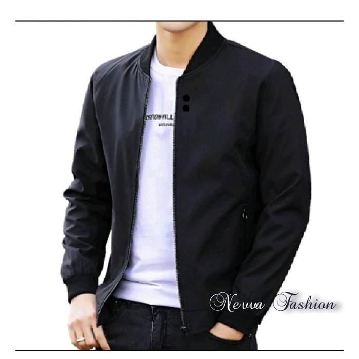 jaket bomber taslan nevva fashion Casual Tebal Pria Keren Kain taslan jn dan puring polar