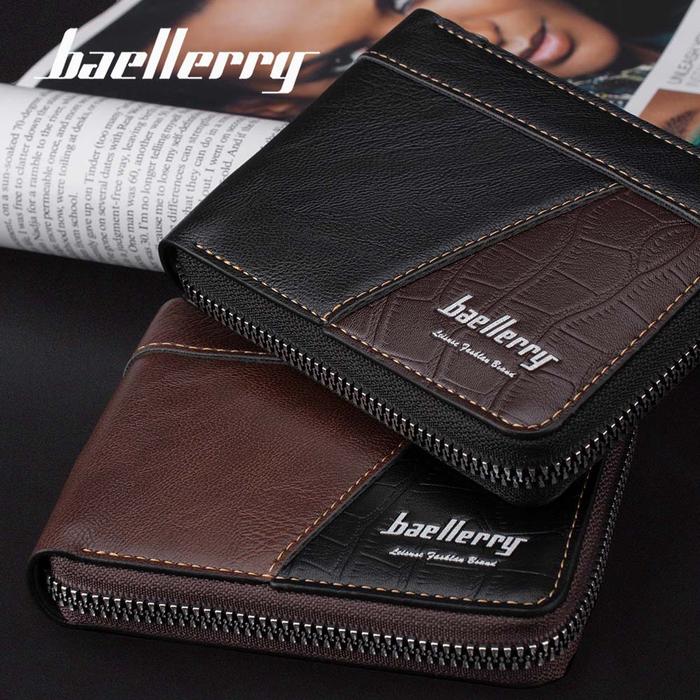 TOP Dompet Pria Baellery Pendek slot coin Risleting anti maling D5103