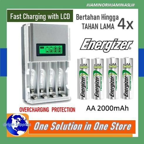 (EM) Charger Battery AA / AAA + 4 battery AA 2000 mAh Energizer