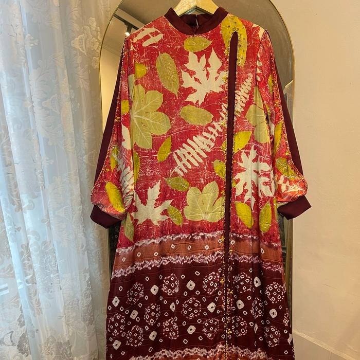 Gamis ecoprint jumputan payet