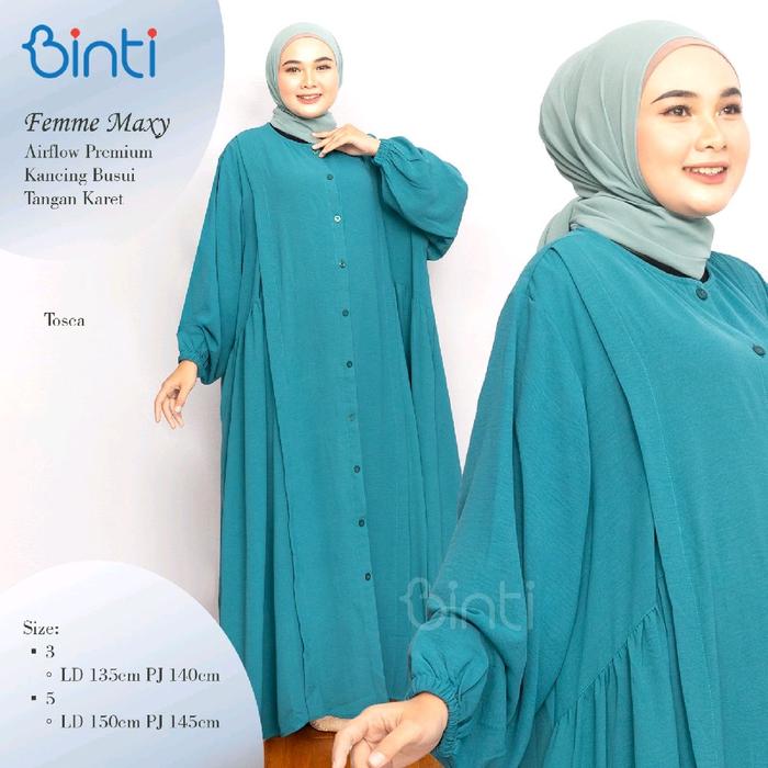 FEMME MAXY DRESS JUMBO LD 135 Ld 150 AIRFLOW BY BINTI   Karet Muslim Panjang Formal Wanita Motif Gam