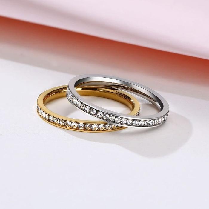 [COD] Cincin Mata Berlian Permata Imitasi Mainan Baris Bahan Stainless Warna Silver Emas Gold Untuk 
