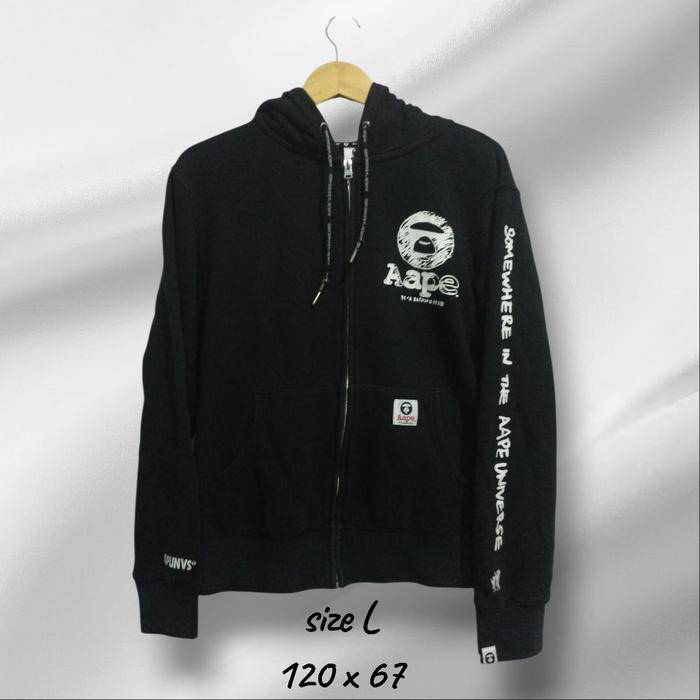 preloved hoodie zipper aape bape hitam size L