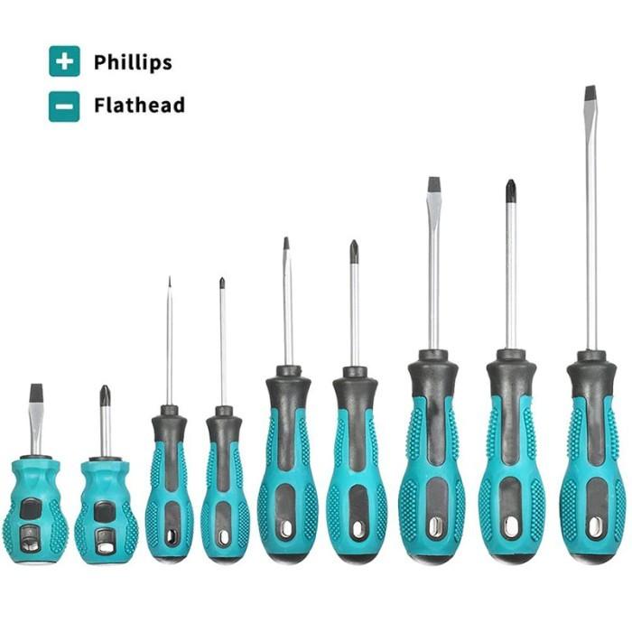 Obeng Set Magnetic Gagang Karet Skrup Screwdriver Bintang Plus Min + -