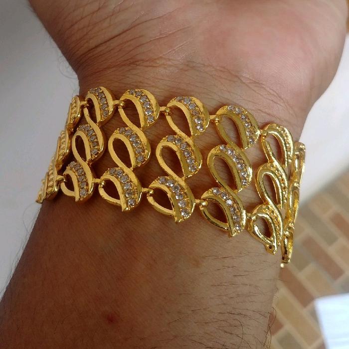 Gelang Lebar Mata Koma Lapis Emas Lebar Jumbo