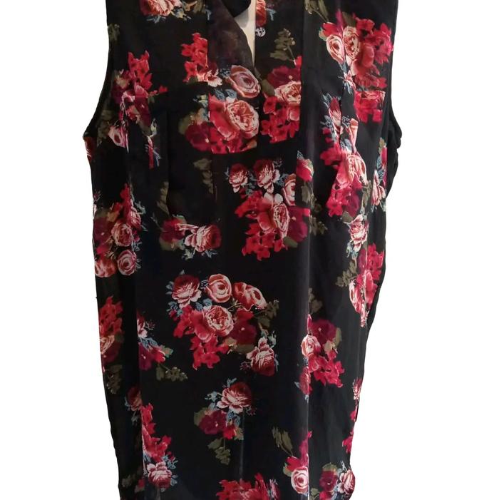 Dress Blouse Kemeja Jeans Katun Santai Bunga Polos Putih Hitam Wanita - Motif, Nyaman Kombinasi Kain
