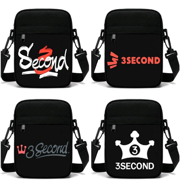 Tas Selempang Hitam Three Second Distro Bahan 100% Kanvas Cordura / Tas Selempang Mini Three Second/