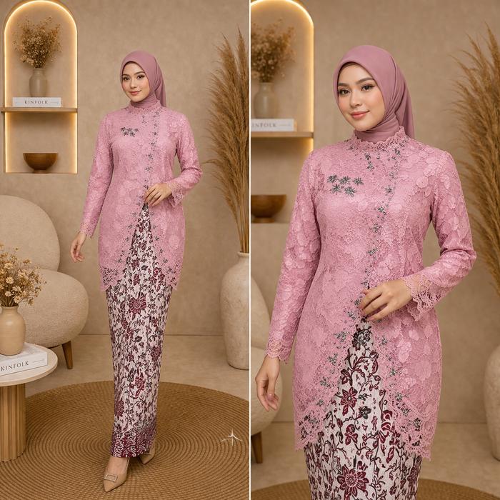 (FREE HIJAB) SETELAN KEBAYA LAMARAN JANGGAN BROKAT IMPORT KOMBINASI PAYET-KEBAYA WISUDA KONDANGAN DE
