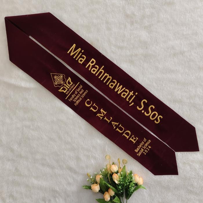 (2 LAPIS) Selempang Leher Bordir / Selempang Wisuda Leher