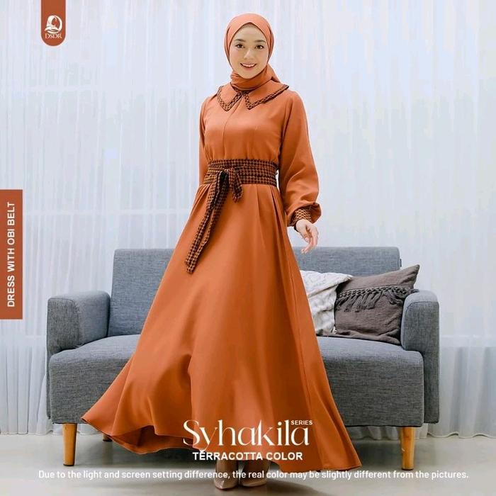 Dilovable.id | GAMIS DEWASA SYAKILA SET POLOS KOMBINASI GAMIS LEBARAN BY. DSDR