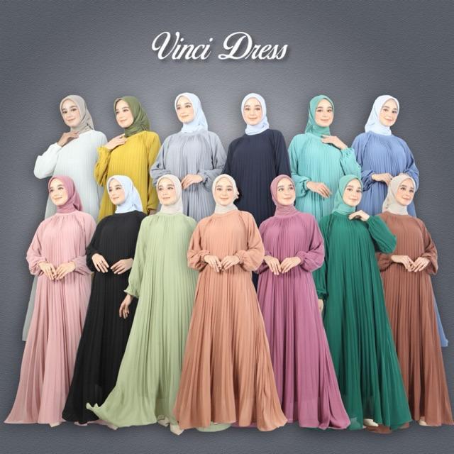 VINCI DRESS GAMIS PLISKET DRESS MAYUNG GAMIS PREMIUM DRESS TERBARU