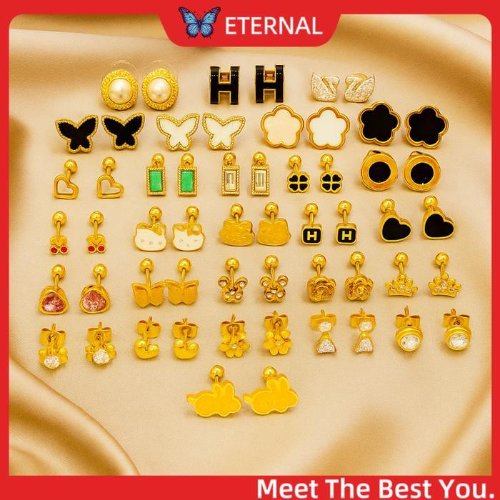 (NEW) ETERNAL-Anting Titanium Wanita Anti Karat Aesthetic - Perhiasan Elegan Cantik Mewah Simple Ear
