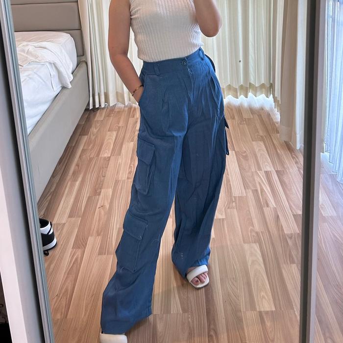 MARLE- Riley cargo denim pants / celana cargo denim wanita