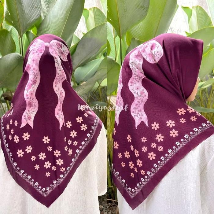 hijab segi empat motif pita bunga/hijab instan murah hijab style