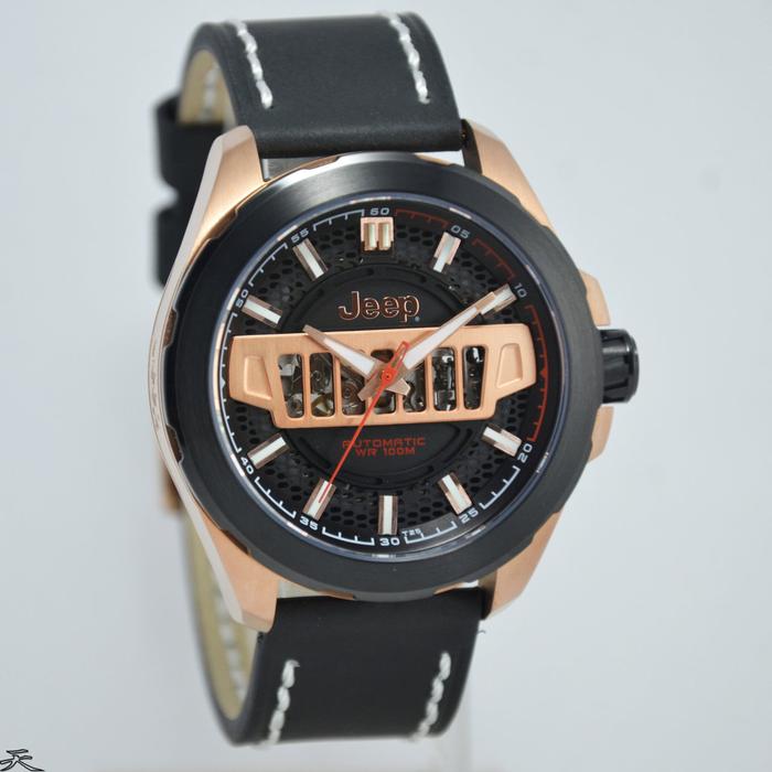 JEEP JPG90809 AUTOMATIC - Jam Tangan Pria Kulit Original - Black